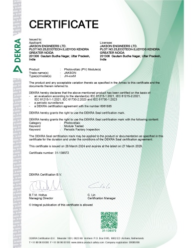 02 Monofacial IEC Certificate 61215 61730 Helia Series