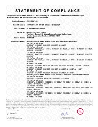 07 Bifacial MonoPERC IEC 60068 SAND and DUST Certificate