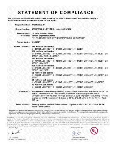 11 Bifacial MonoPERC IEC 62804 PID Certificate