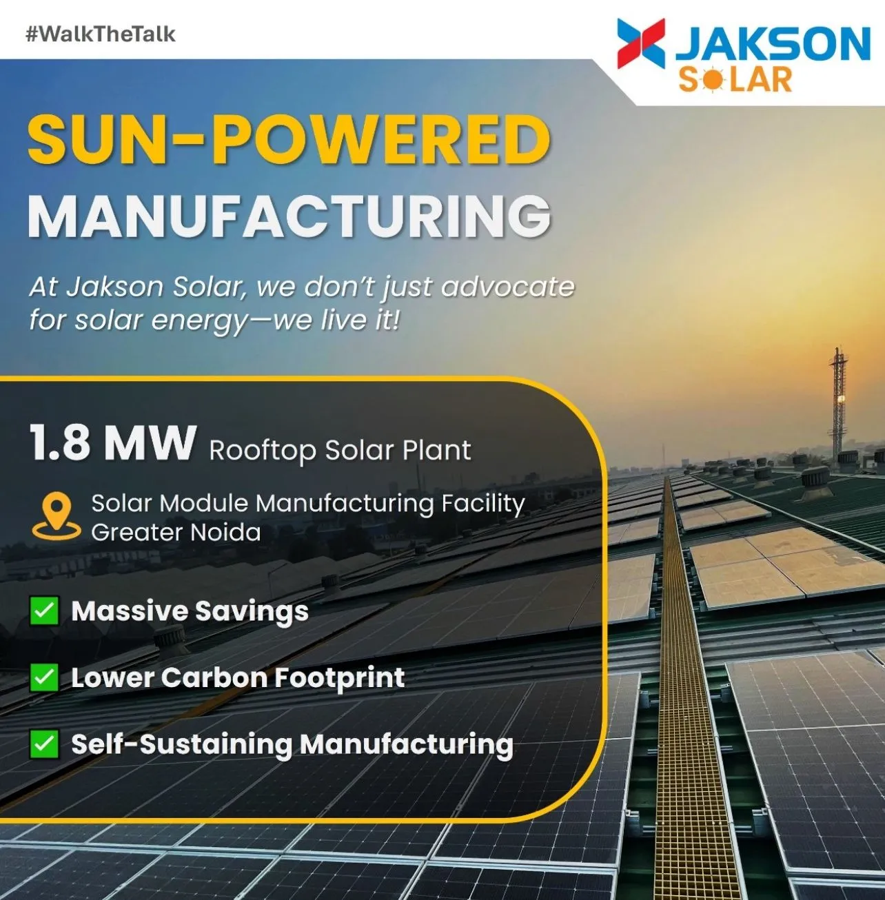Powering Sustainability Jakson Solar’s 1.8 MW Rooftop Plant Sets a Benchmark in Green Energy