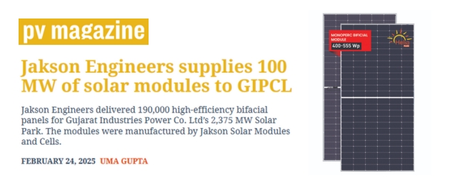 Jakson Engineers supplies 100 MW Jakson Solar